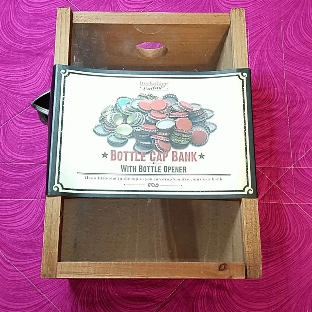 Bottle cap bank with bottle opener